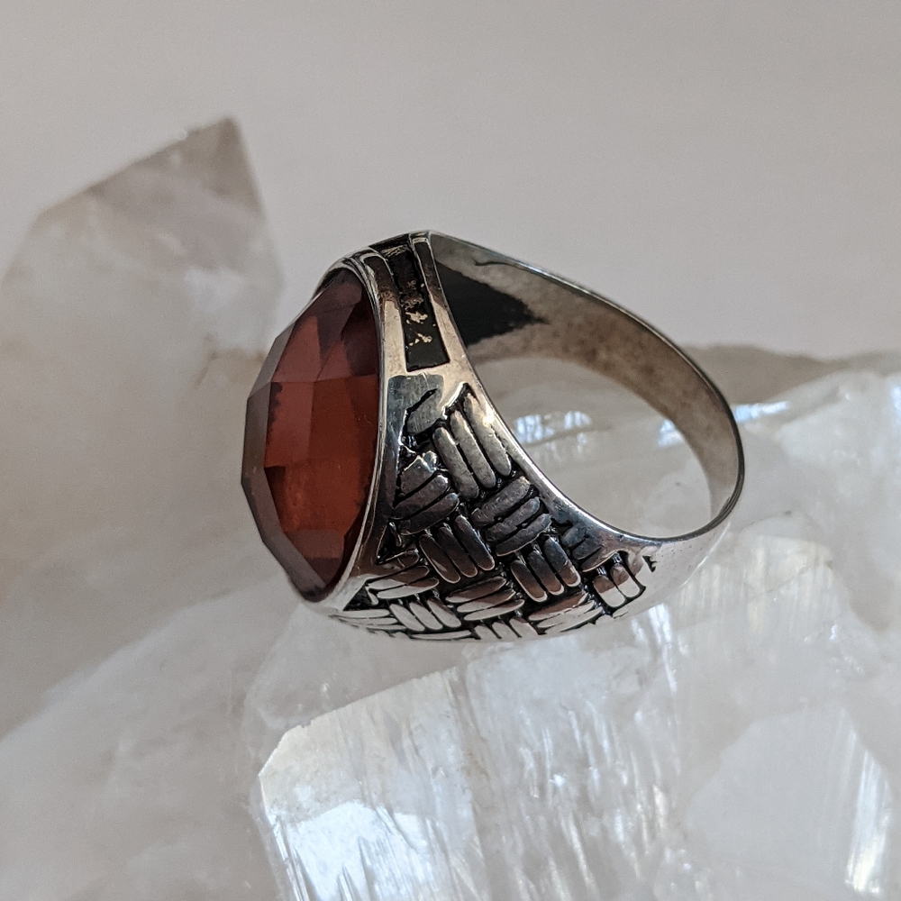Green & Orange Alexandrite, 925 Silver Men's Ring - Picture 7 of 9
